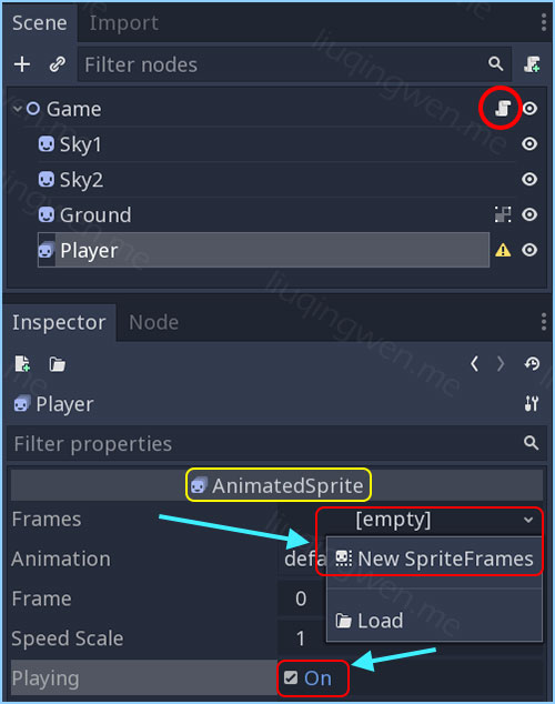 Godot3游戏引擎入门之四：给主角添加动画（上） - A Vegetables Bird's Blog